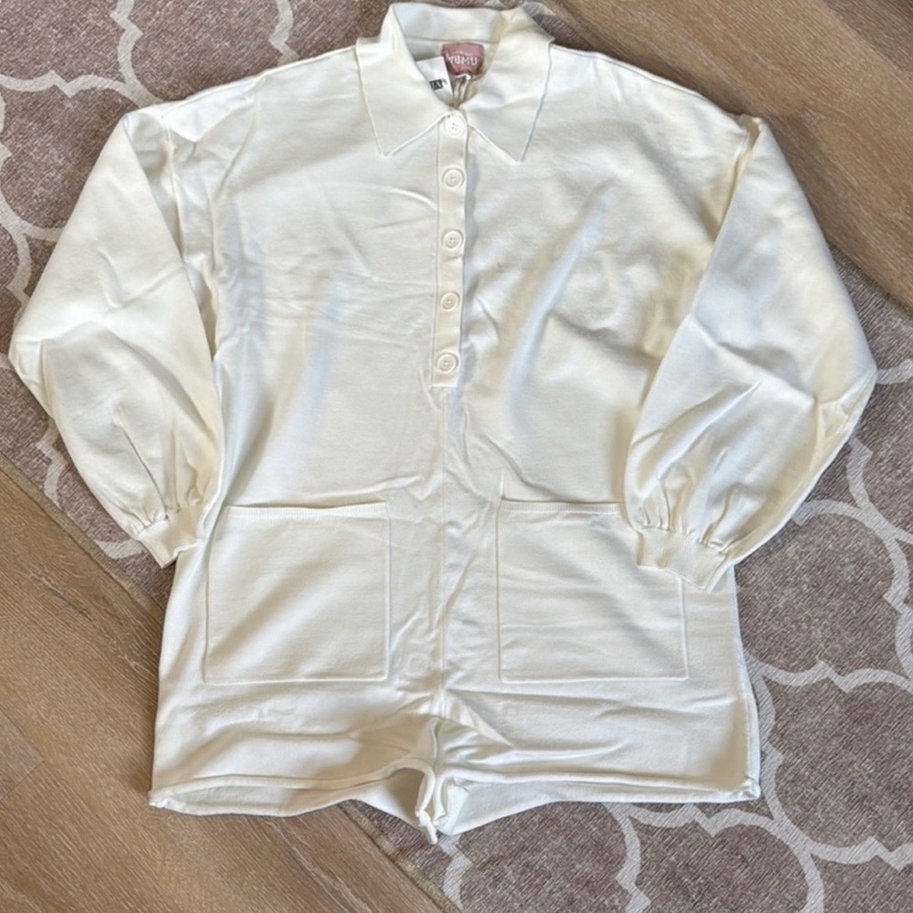 Show Me Your MuMu Ivory Button-Up Romper